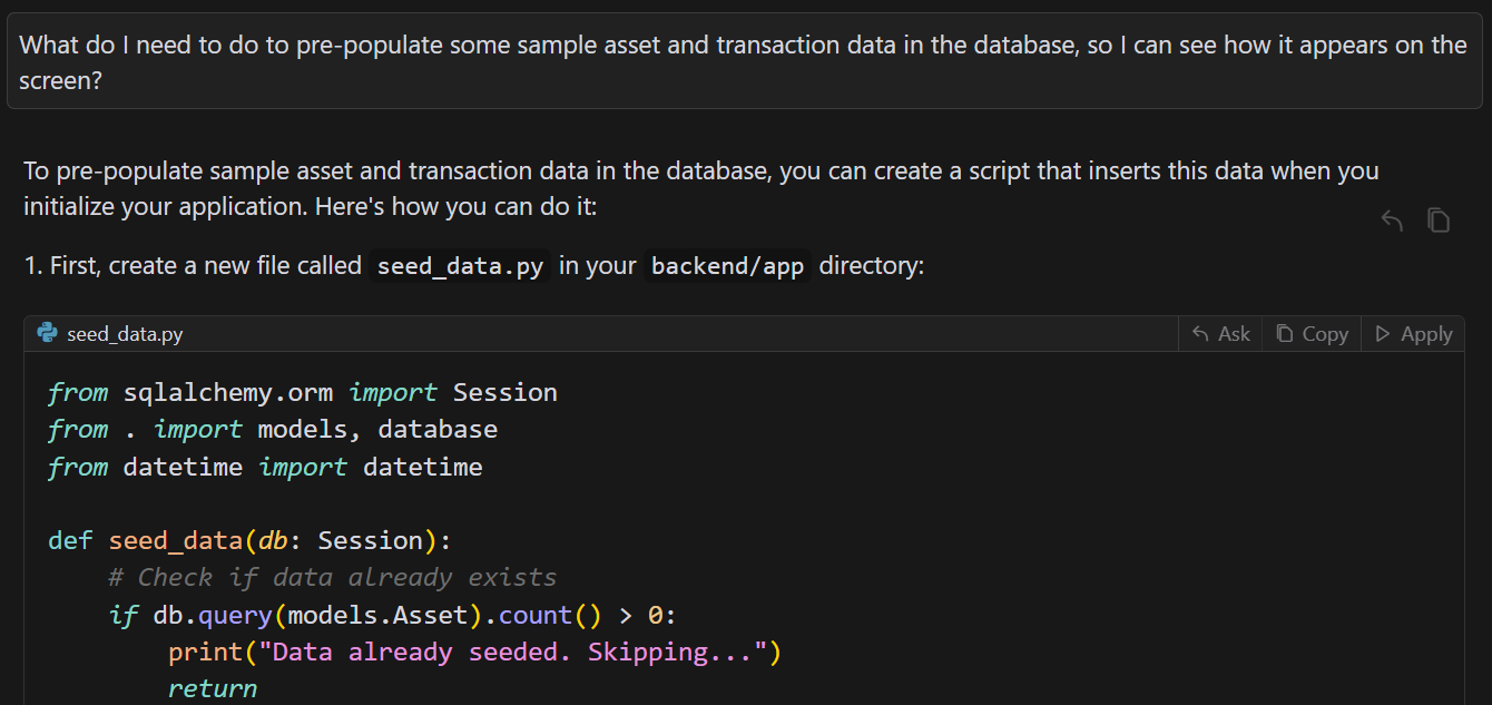 Cursor data pre-seeding